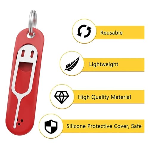 6Pcs SIM Card Removal Tool-Sim Card Tray Pin Eject Removal Tool Needle Opener Ejector,with Removable Key Chain (Color : Black Red)
