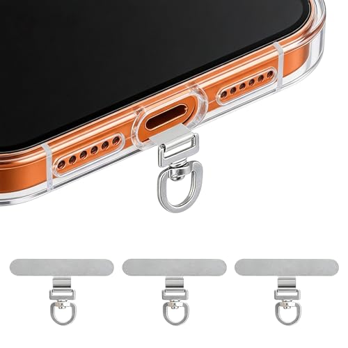 3pcs Tether Tab & Cell Phone Lanyard Tab, 360° Swivel Clip - color: Silver