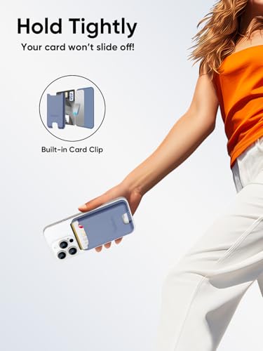 Phone Card Holder, Premium Leather Phone Wallet Stick on, Fit 4 Cards - color: Lavender