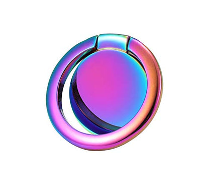 Rainbow Cell Phone Ring Stand Holder,Multicolor Ring Grip Kickstand,Iridescent 360 Rotation Metal Finger Ring for Phones,Pad