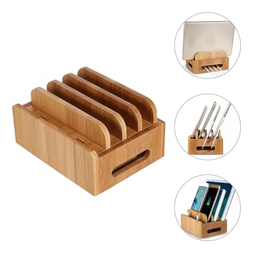 Toddmomy Wooden Phone Stand Desktop Organizer with Charging Slot for Home