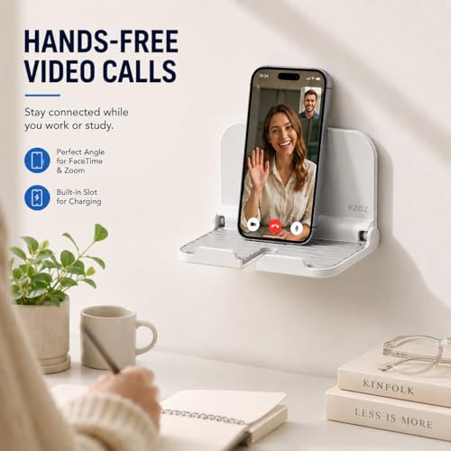 pzoz Foldable Wall Phone Holder, Adhesive Phone & Tablet Wall Mount Stand