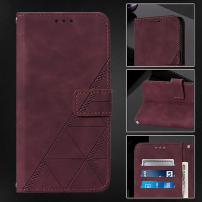 Faux Leather Flip Wallet Case for Motorola Moto G75, YBS WineRed | Card Slots Storage, Magnetic Closure, Hands-Free Kickstand, RFID Blocking, Precise Cutouts - color: Wine red
