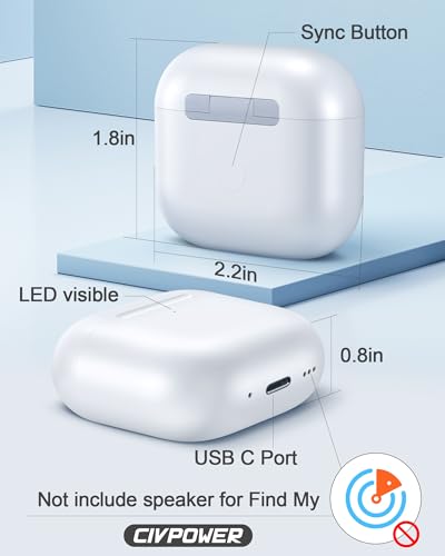 CIVPOWER Charging Case Replacement for Air pods 4th, Compatible for Air Pod 4th Generation Wireless Charger Cases with Bluetooth Pairing (No Earbuds) - White