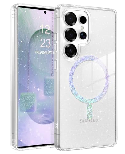 BENTOBEN for Samsung S25 Ultra Case Clear Glitter, Galaxy S25Ultra Magnetic Phone Case [Compatible with MagSafe] Shockproof S25 Ultra 6.9-inch Cute Cover for Women Girl, Shine Bling Clear Glitter - color: Clear, size: Samsung S25 Ultra 6.9"