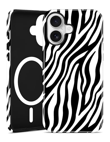 Jusy Magnetic Zebra Phone Case for iPhone 17 Pro Max,Black | Compatible with MagSafe, Cute Aesthetic Zebra Design, TPU and PC Protective Shockproof Cover - color: Black