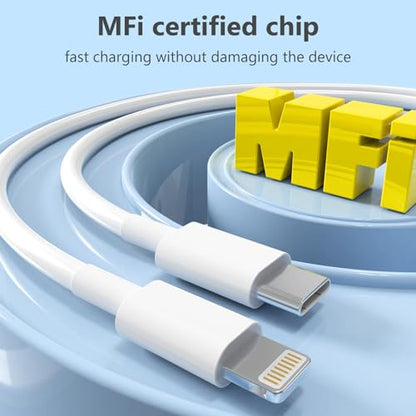 5 Pack 6FT USB C to Lightning Cable, [Apple MFi Certified] Fast Charging