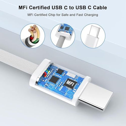 USB C to USBC Fast Charging Cable for Apple 10ft,2Pack Extra Long - color: Silver