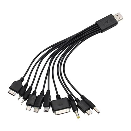 WOFALO 2 Pack (7.87inch) 10 in 1 Universal USB Cable, Multiple Universal Charging Cable for Cell Phones Blutooth Earphone Speaker Adapter Cable, 7.87inch