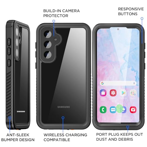 AICase for Samsung Galaxy S25 Plus Case Waterproof, Clear Water Proof Shockproof Snowproof Dustproof Full Body Rugged Transparent Underwater Phone Case for Galaxy S25 Plus Built-in Screen Protector - size: Galaxy S25 Plus
