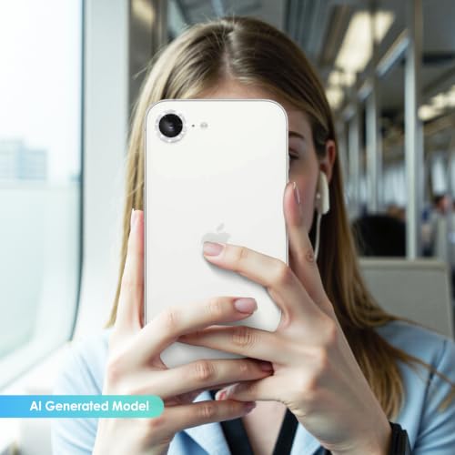 TENOC Camera Lens Protector for iPhone 16e & 17e, Silver Glitter - size: iPhone 16e/17e