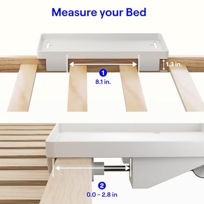 BedShelfie Bedside Shelf for Dorm Room - Cable Catch, White - color: White