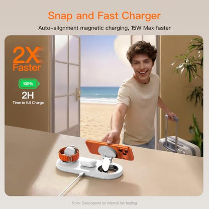 Foldable 3 in 1 Wireless Charging Station for Apple Magsafe Charger Stand