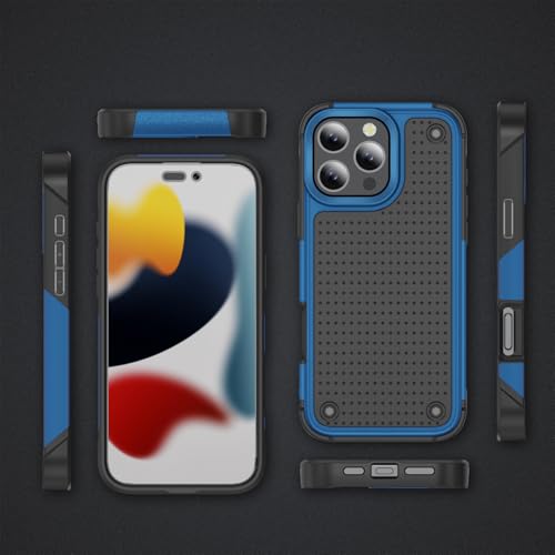 Designed for iPhone 16 Pro Max Case 2 in 1 Gift Militay Grade Drop Protective Rugged Heavy Duty Cover Shockproof Case for iPhone 16 Pro Max Phone Case for Women Men Boy Girl (Blue) - color: Blue