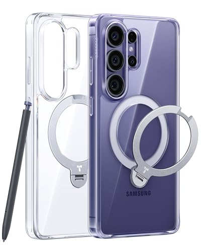 TORRAS Q3 Spin for Samsung Galaxy S26 Ultra Case with Kickstand, Compatible with Magsafe, Slim Hard PC Protective S26 Ultra Clear Case with 360 Magnetic Stand, Transparent Clear - color: Clear, size: S26 Ultra