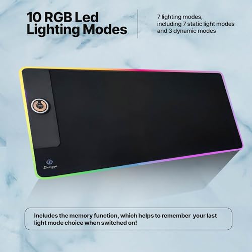 Wireless Charging RGB Gaming Mouse Pad 15W, LED XXL Mouse Pad 35.43x15.75x0.16 in, Light Modes Extra Large Mousepad Non-Slip Rubber Base Computer Keyboard Mat for Gaming, MacBook, PC, Laptop