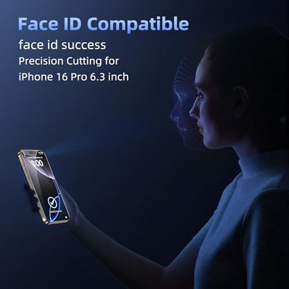 WHPXJY for iPhone 17/ iPhone 16 Pro 6.9 inch with 4 Pack Privacy Tempered Glass Screen Protector – Anti-Spy, Anti-Scratch, Easy Installation, Shock Proof& Face ID Compatible - size: iPhone 16 Pro -6.3Inch