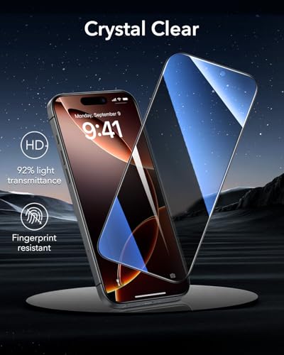 ESR 3 Pack for iPhone 16 Pro Privacy Screen Protector, Armorite | 7X Impact Absorption, 9H+ Tempered Glass, Anti-Spy, Easy One-Pull Installation, UltraFit Tray, Full-Coverage Protection - size: iPhone 16 Pro 6.3 inch