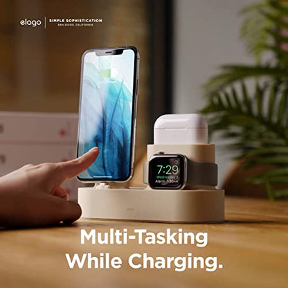elago 3 in 1 Charging Station for iPhone, AirPods, AirPods Pro, Apple Watch - color: Classic White