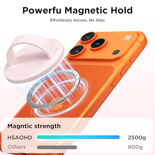Magnetic Phone Grip Ring, Compatible with MagSafe, Upgraded Liquid Silicone for Secure Comfort, Rotating Finger Loop Ring Grip Holder for iPhone 17/16/15/14/13/12 Pro Max Plus, Lovely Pink - color: Lovely Pink