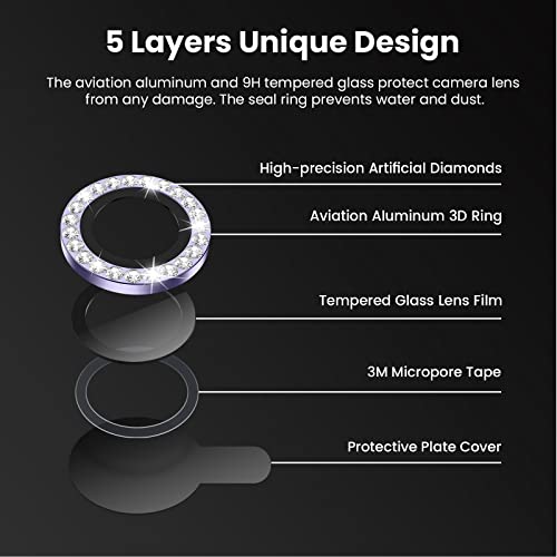 Tensea Bling Camera Lens Protector for iPhone 14 Pro/iPhone 14 Pro Max - color: B-Purple Diamond