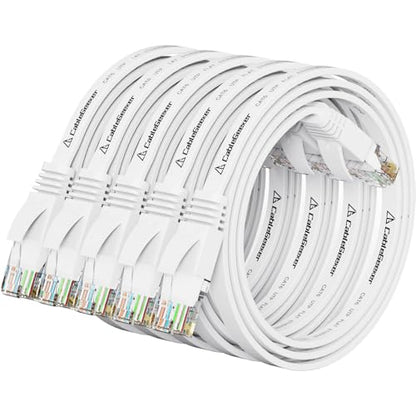 CableGeeker Cat 6 Flat Ethernet Cable 1.5ft 5Pack, 10Gbps, White - color: White-Flat, size: 1.5ft