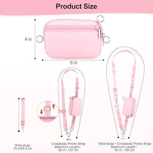 Phone Lanyard Crossbody with Detachable RFID Wallet (Pink) - color: Pink, size: Medium