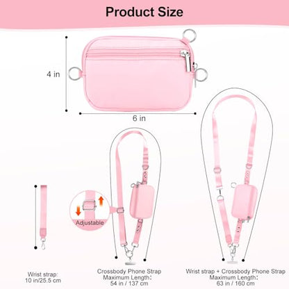 Phone Lanyard Crossbody with Detachable RFID Wallet (Pink) - color: Pink, size: Medium