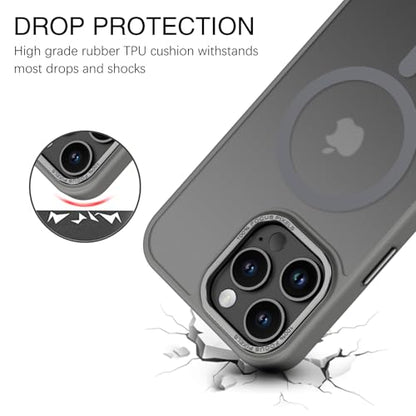 BENTOBEN Magnetic for iPhone 16 Pro Max Case,(Compatible with MagSafe) (Military Grade Drop Protection) Slim Translucent Matte Shockproof with Anti-Fingerprint Phone Case 6.9",Gray - color: Gray