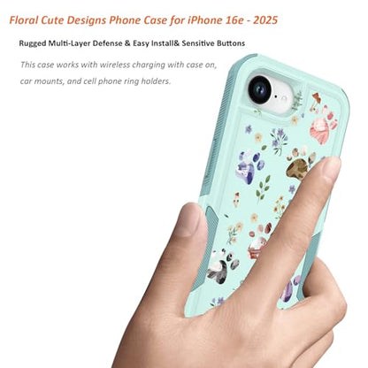 for iPhone 17e Case & iPhone 16e Case: Cute Flowers Floral Design for Girls Women Military Grade Drop Protection TPU Bumper Shockproof Silicone Phone Cover (Dog Paw/Garden) | 2025 - color: Dog Paw/Garden