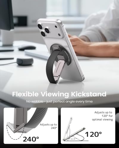 2026 Klearlook for MagSafe Phone Grip with Silicone Finger Strap, Removable Magnetic Phone Ring Holder with Adjustable Kickstand, Finger Phone Ring Grip for iPhone 17/16/15/14/13/12 Series, Black - color: Black