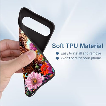 for Google Pixel 9 Pro XL Phone Case TPU Shockproof Full Body Protection Cover 6.8" Cute Highland Cow for Pixel 9 Pro XL Lightweight Compatible Wireless Charging Screen Protector Film - color: Cute Highland Cow