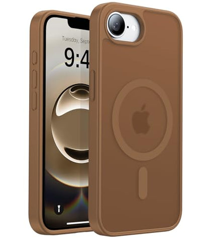 Eastinbox Magnetic iPhone 17e & 16e Case, Matte Protective Case, Brown | Shockproof, Compatible with MagSafe, Military-Grade Protection, Anti-Yellowing, Phone Case for iPhone 17 e/16 e 6.1" - color: Brown