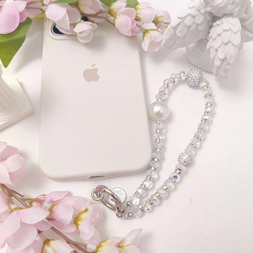Cute Phone Wrist Strap Chic Beaded Cellphone Lanyard Phone Charm Grip Strap - color: Glitter Colorful