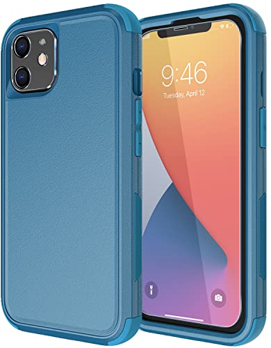 Diverbox for iPhone 11 Case [Shockproof] [Dropproof] [Tempered Glass Screen Protector],Heavy Duty Protection Phone Case Cover for Apple iPhone 11 (Blue-3in1) - color: Blue-3in1