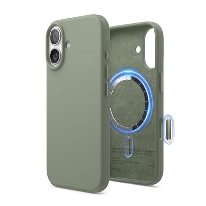 elago Premium Magnetic Silicone Case for iPhone 17 | Compatible with MagSafe, Liquid Silicone Material, Protection, Shockproof, Slim Phone (Khaki Green) - color: Khaki Green, size: iPhone 17
