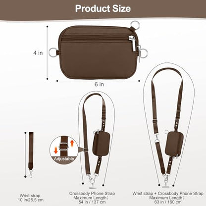 Phone Lanyard Crossbody with Detachable RFID Wallet (Brown) - color: Brown, size: Medium