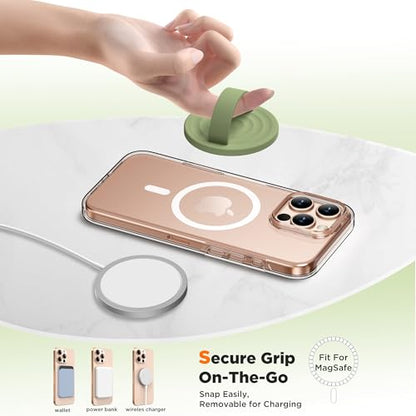Magnetic Phone Grip for MagSafe, Silicone Ring Grip, Tea Green - color: Tea Green