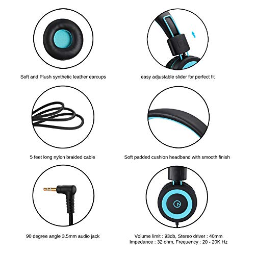 noot products K11 Kids Headphones Wired 3.5mm Jack Stereo Tangle-Free Black - color: Black