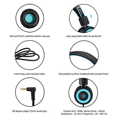 noot products K11 Kids Headphones Wired 3.5mm Jack Stereo Tangle-Free Black - color: Black