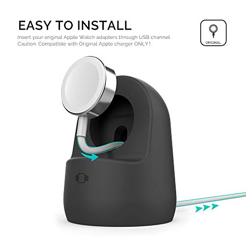 AhaStyle iWatch Stand Silicone Charging Dock Holder for Apple Watch Series - color: Black