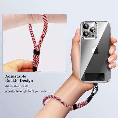 Phone Lanyard, 2 Pack Adjustable Cell Phone Lanyard Hand Phone Wrist Strap with Tether Tabs for Smartphones - color: Red White