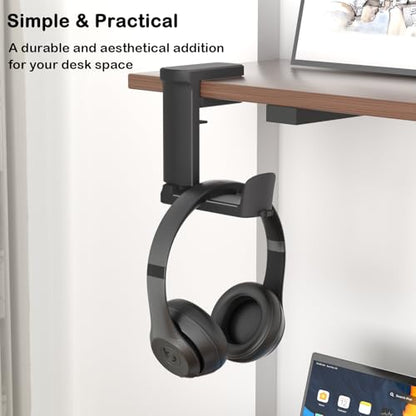 Headphone Hook - Adjustable Clamp-on Headphone Holder (Black_2 Pack) - color: Black_2 Pack