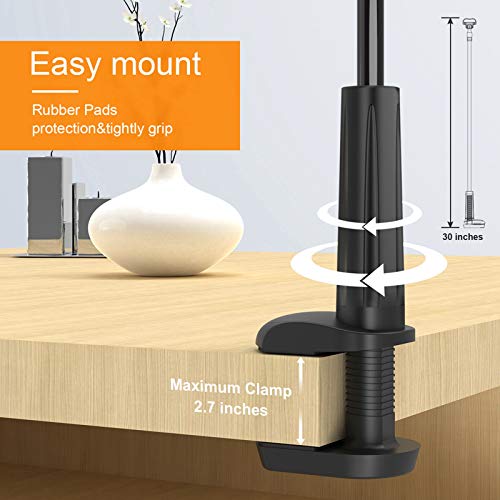 Phone Holder Bed Gooseneck Mount - Flexible Arm 360 Mount Clip Adjustable Bracket Clamp Stand Compatible with Cell Phone 11 Pro XS Max XR X 8 7 6 Plus 5 4, Samsung S10 S9 S8 for Bedroom Desk - color: Black