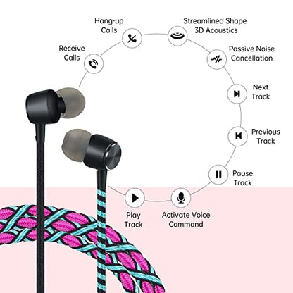 Colorful Fun in-Ear Wired Earbuds Headphones - Braided Earphones with Microphone for Cell Phones MP3 Laptop Tablets Fabric Braided Headset (7#) - color: UH-004MZF-7#