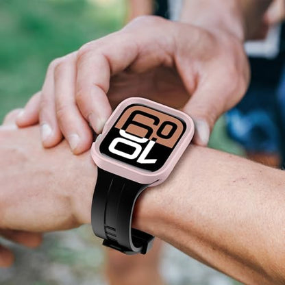 Amizee Rugged Case Compatible with Apple Watch Case Series 11/10 42mm, Soft TPU Shockproof Bumper Drop Proof Protective Cover Compatible with iWatch - Pink - color: Pink, size: 42 mm