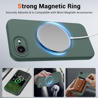 SUPFINE Silicone & Magnetic for iPhone 17e Case/iPhone 16e Case - color: Acacia Green, size: iPhone 17e/iPhone 16e