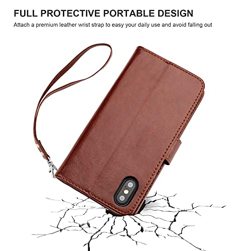 Bocasal Detachable Wallet Case Card Holder for iPhone Xs Max, Brown - color: Brown