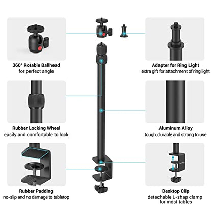 SMALLRIG Camera Mount C Stand, 15"-35" Adjustable Desk Clamp Table Tripod