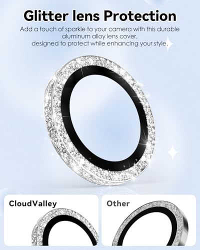 CloudValley All Bling Camera Lens Protector for iPhone 17/iPhone 16/Plus - color: Bling Silver
